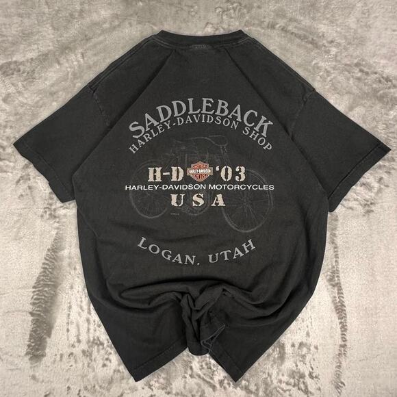 Vintage 2003 Harley Davidson Black Legendary Harley Utah Graphic Tshirt L - Picture 2 of 8